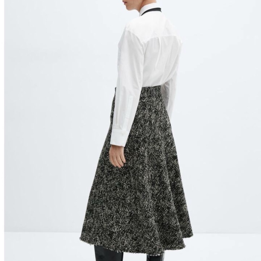 Jason Wu Black and White tweed maxi skirt fringe trimmed size 10